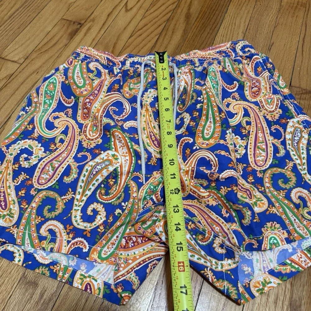 Polo Ralph Lauren Orange Blue Paisley Print Swim Trunks Size Medium